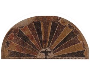 Mosaico del Águila en el paso de la palestra al apoditerio oeste de Los Arcos I