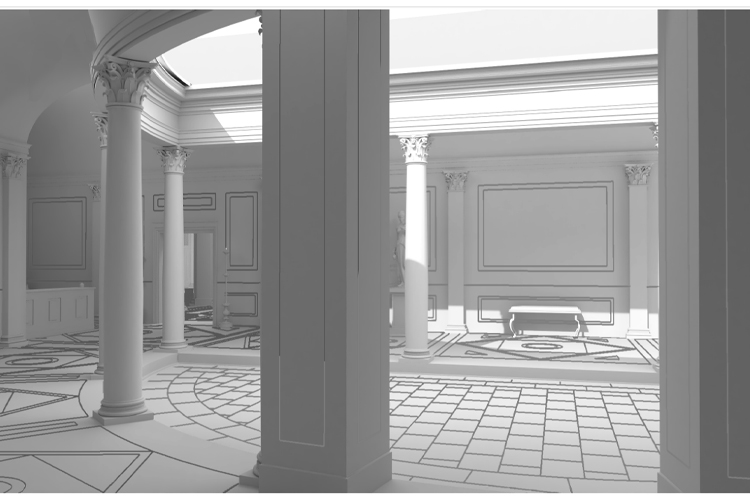 Reconstrucción de las termas los Arcos I de Clunia