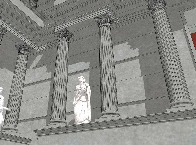 Estatua Diosa Fortuna en la fachada del Teatro de Clunia