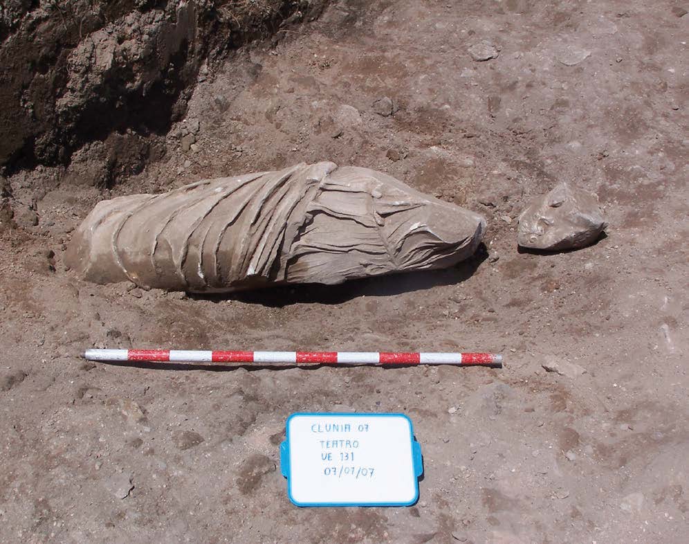 Hallazgo de la Diosa Fortuna durante las excavaciones del Teatro
